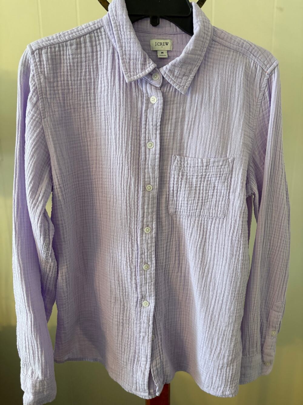 J Crew Gauze Lavender Button Up Shirt Sz Medium
